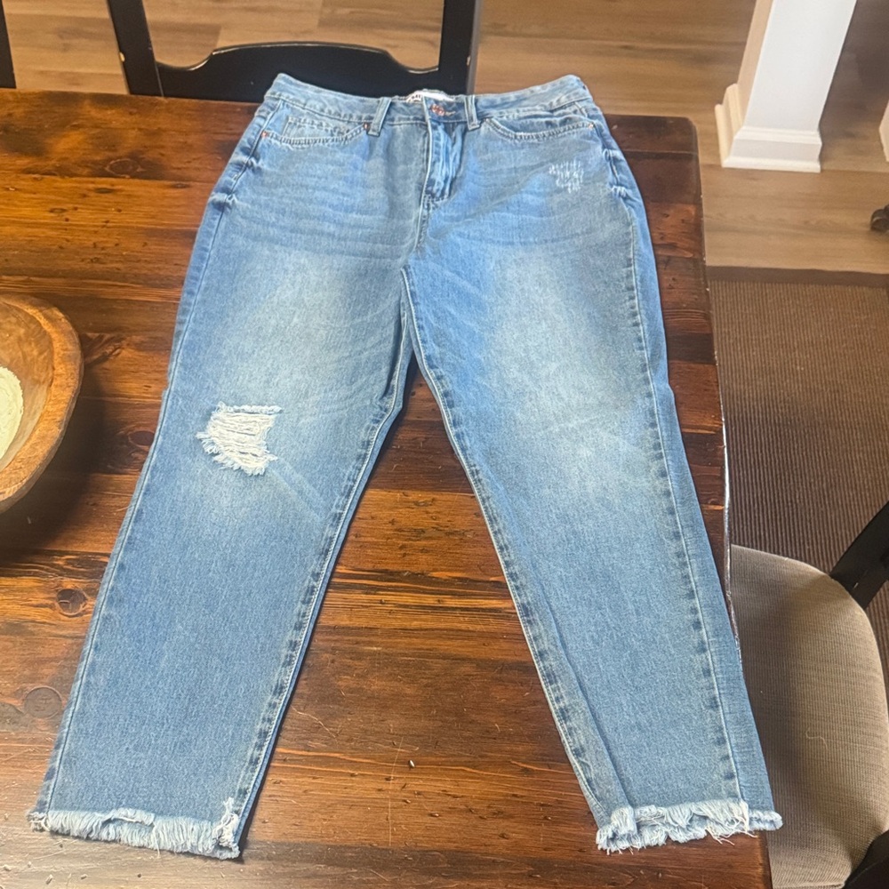 YMI Light Blue Distressed Ankle Jeans